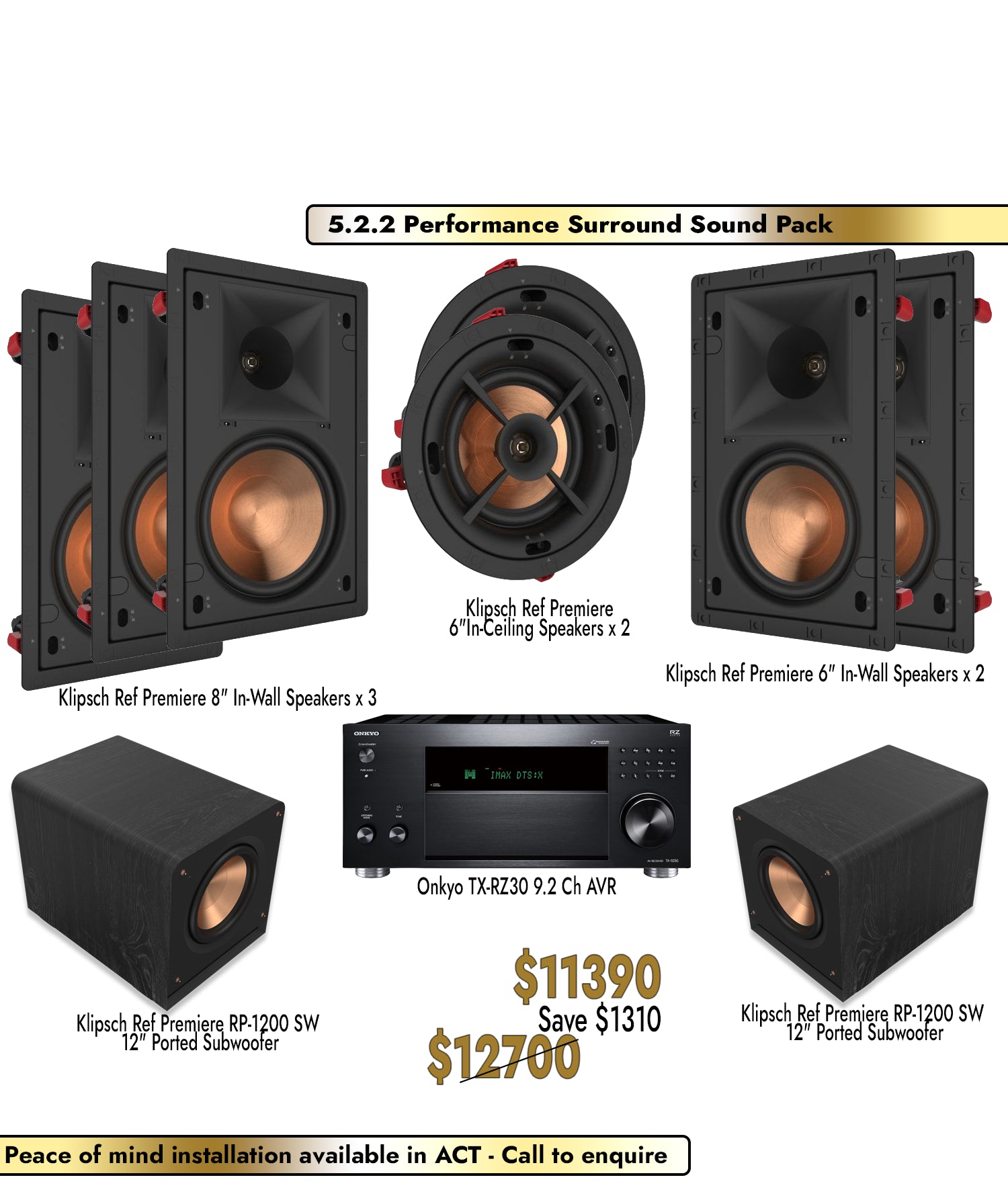 Klipsch Onkyo 5.2.2 Performance Surround Sound Pack