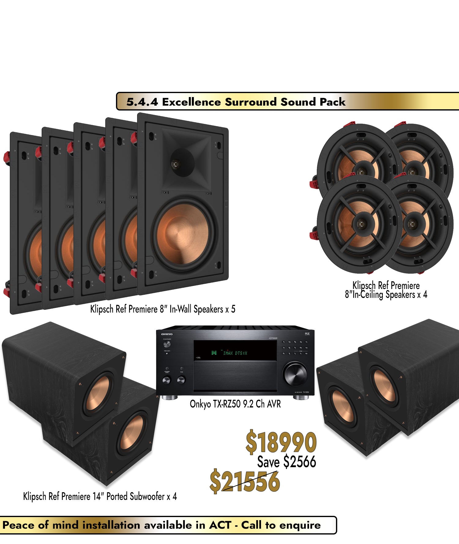 Klipsch Onkyo 5.4.4 Excellence Surround Sound Pack