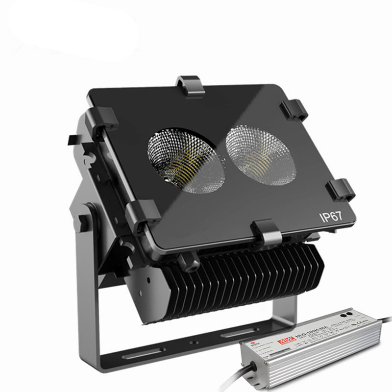 Industrial Flood Light, 100W Citizen COB LED, Mean Well Driver, IP65, 4500K, Black