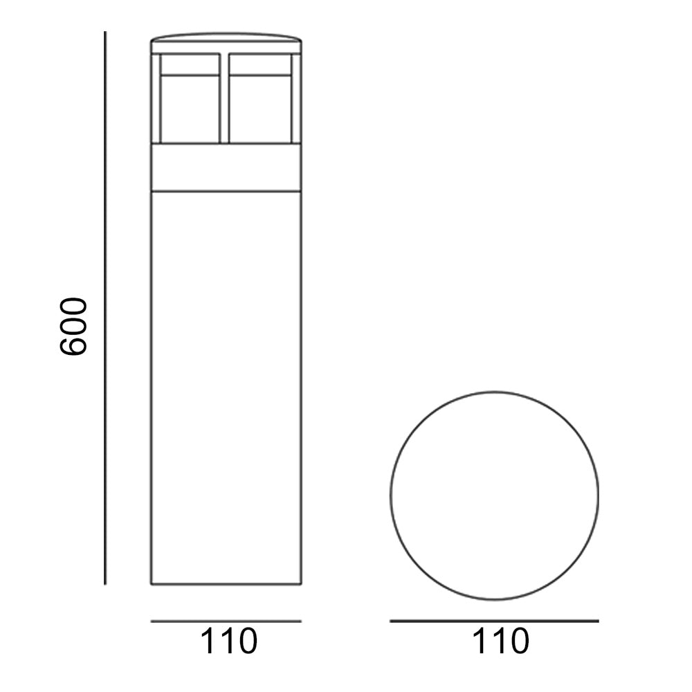 Bollard, Garden light, 240VAC, 6W, IP54, Sand black