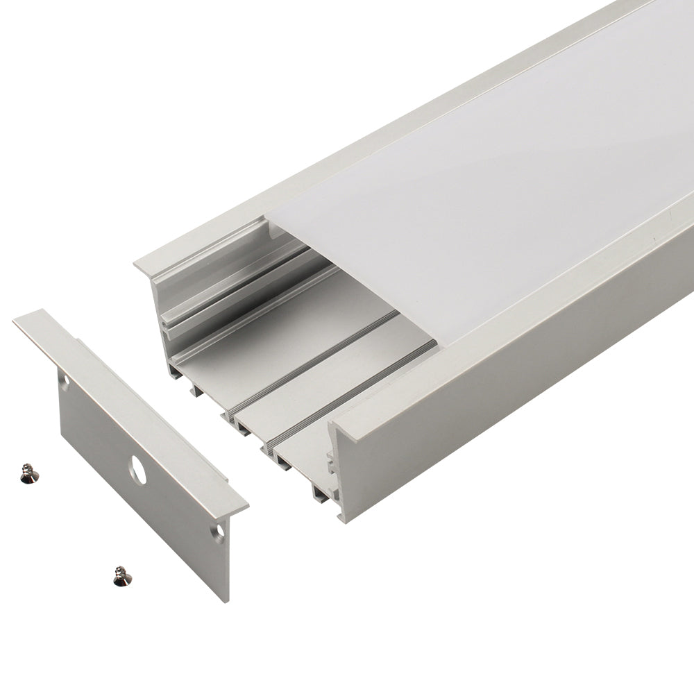 AL-K9035C Recess mounting Aluminium extrusion, profile, channel for strip light with opal diffuser, 90x35x2500mm