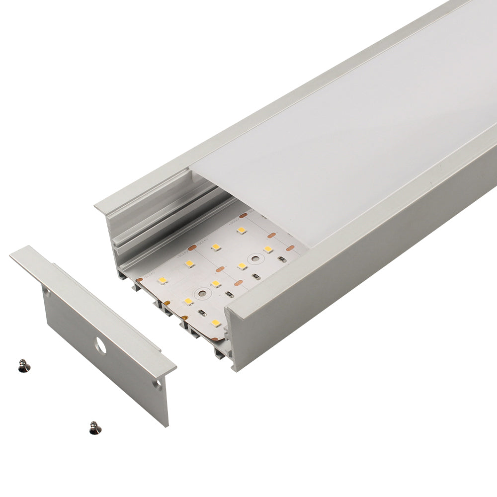 AL-K9035C Recess mounting Aluminium extrusion, profile, channel for strip light with opal diffuser, 90x35x2500mm