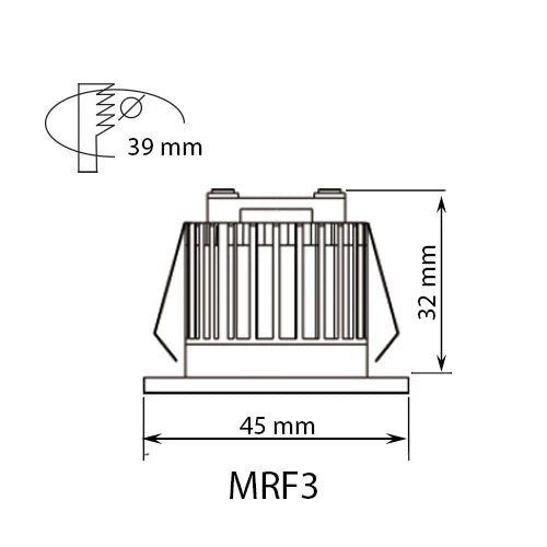 Mini COB Downlight, 4000K , 3W White,300 Lumens IP20 down light