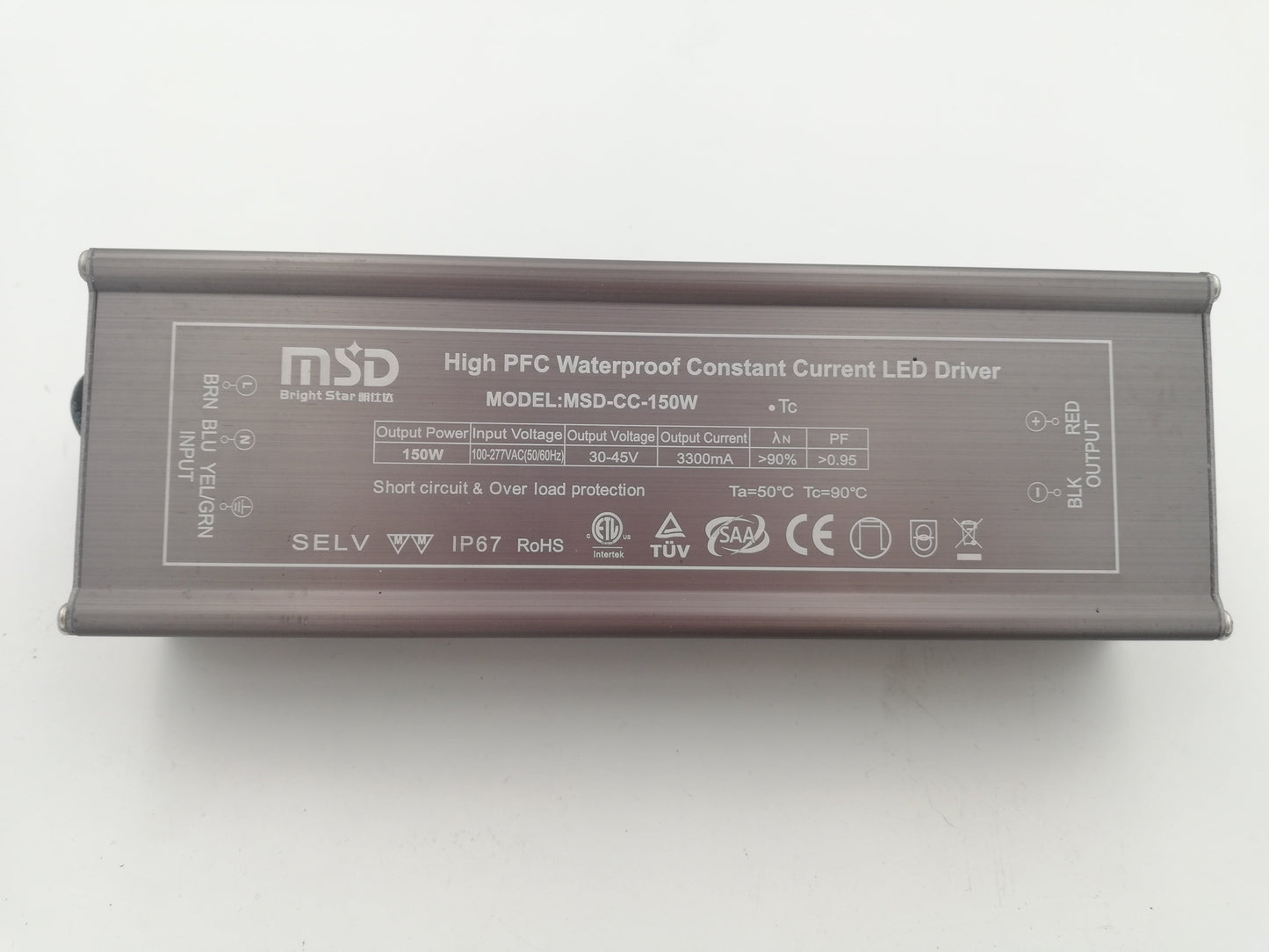 Power Supply, 24VDC, 150W,IP67, flicker free, Constant Current driver