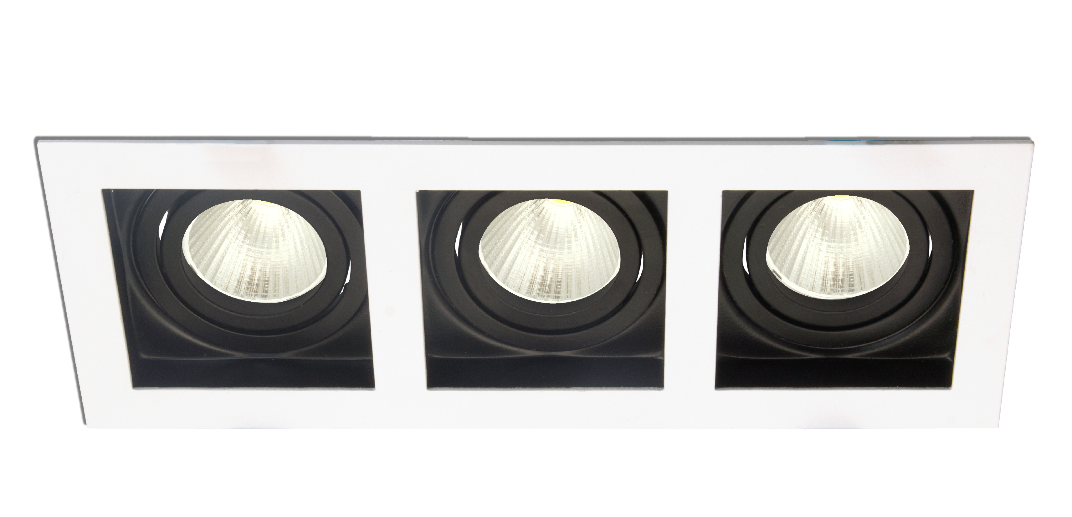 SQ3 Black and White-Rectangular Adjustable IP20 3 light surface mount trim for X Series COB Modules