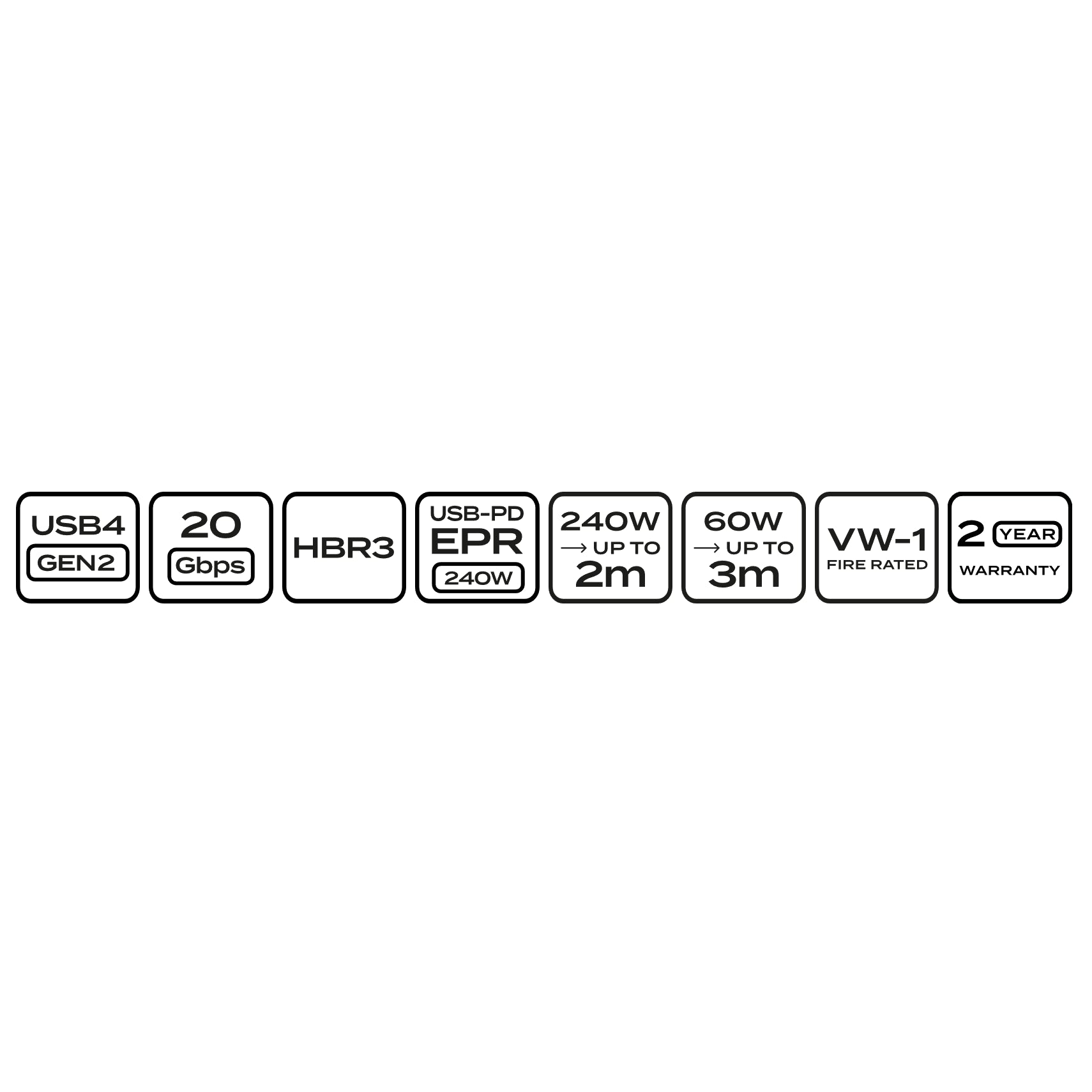 PRO Series 20Gbps 240W Passive USB-C Cable - Various Lengths