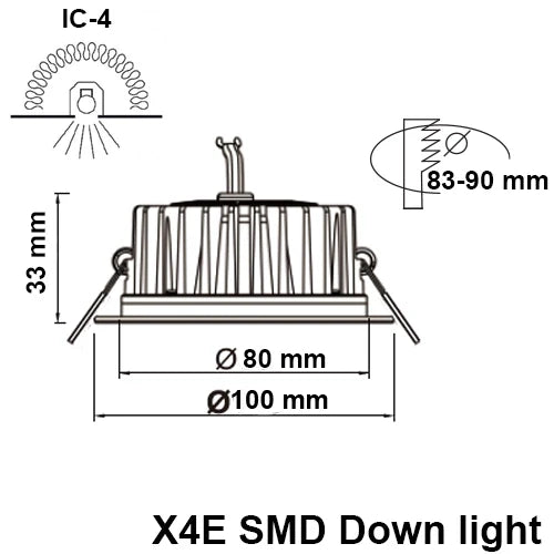 SMD Down light, tri colour, 10 Watt, Triac Dimming, IC-4, White, SMD down light- Set of 5