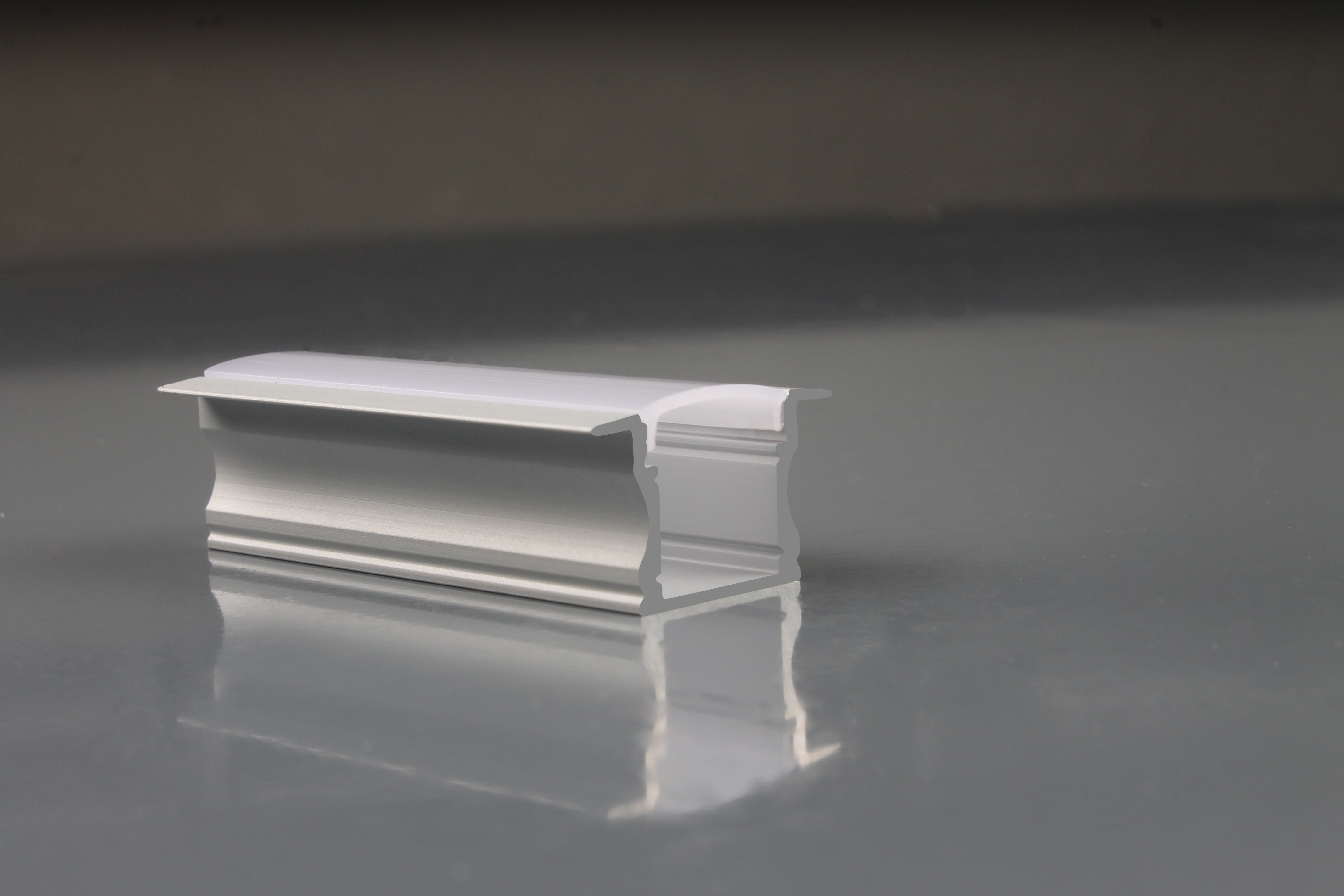 AL-K2515 Recess mounting, Aluminium extrusion, profile, channel for strip light with opal diffuser, 25X17x2500mm