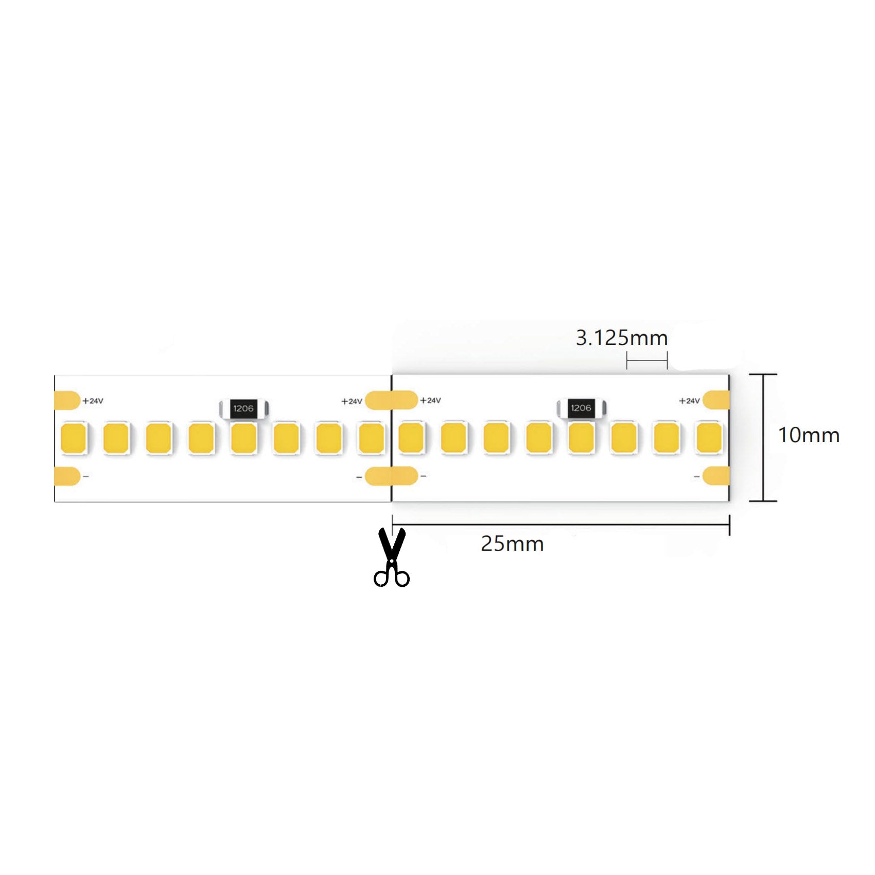 Nebula Series 24V, 320LED/m, 4000K Natural White, 28W/m, 10mm PCB,3800Lumens/m, IP20, Strip Light, 5m roll