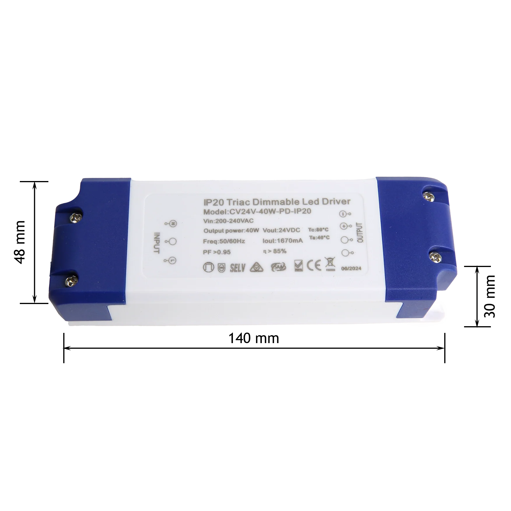 40W LED Driver - Constant Voltage - Phase dimming- IP20