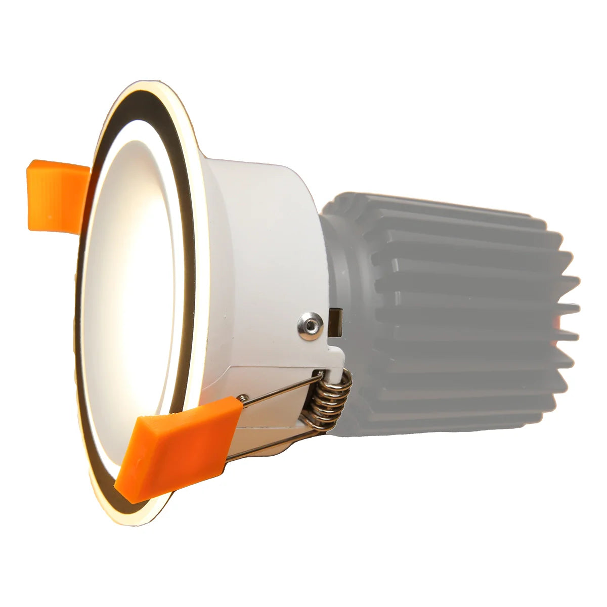 RF36 Black and White- Round fixed IP20 surface mount trim with white halo ring for X Series COB Modules