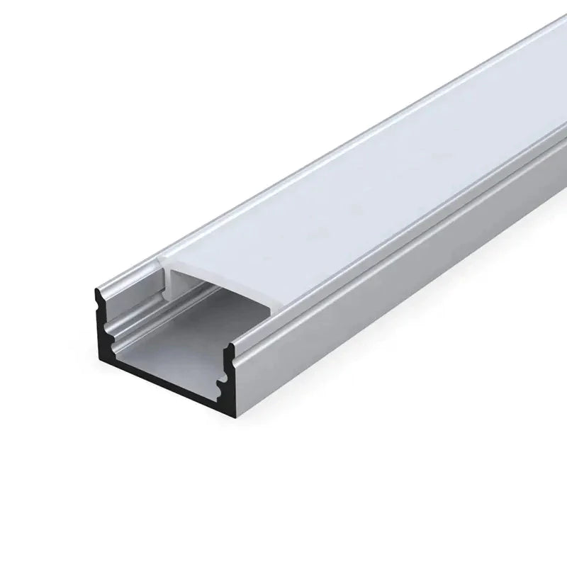 Surface mounting, Aluminium extrusion, profile, channel for strip light with opal diffuser, 17x8x3000mm