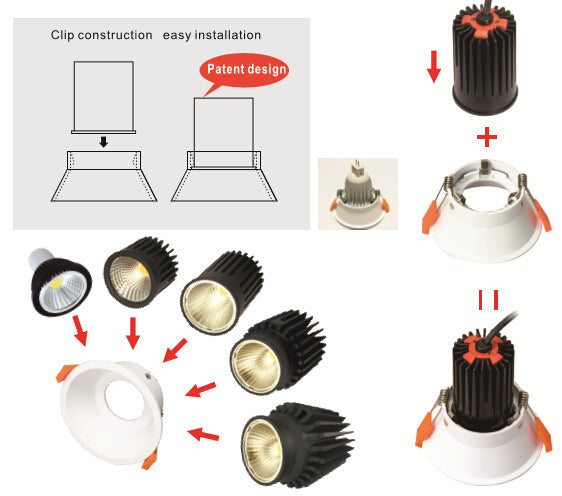 X3A-Downlight module, 9 Watt, 3CCT, COB, Flicker free, Triac Dimmable,  800 Lumens