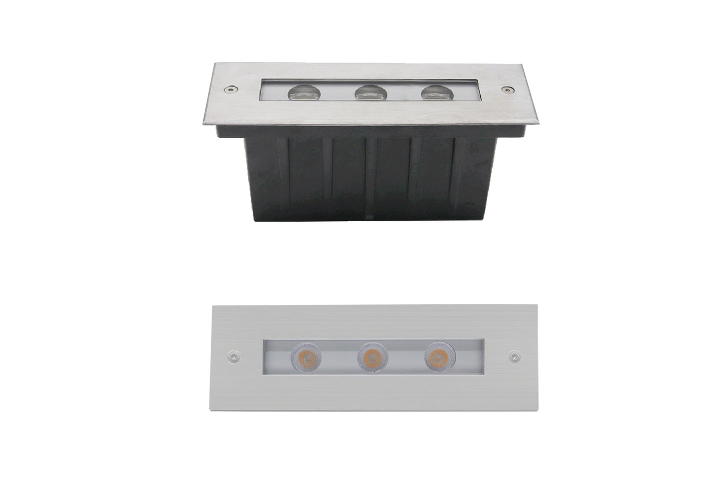 3 x 2 Watt, IP67, 24V, Warm White, Inground, Pathway Light, Stainless Steel, Recess Mount, Clear Diffuser