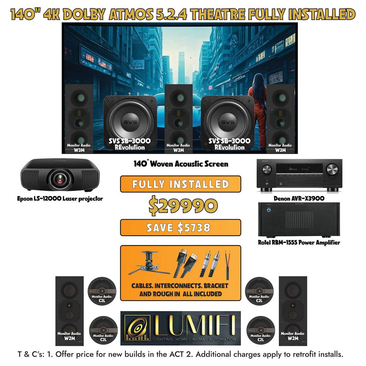 4K Dolby Atmos 5.2.4 Home theatre system, supplied and installed