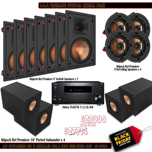 Klipsch Onkyo 7.4.4 Ultimate Custom Cinema Pack