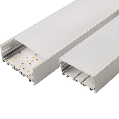 AL-BT-K7535C Surface mounting, Pendant mounting Aluminium extrusion, profile, channel for strip light with opal diffuser, 75x35x2500mm
