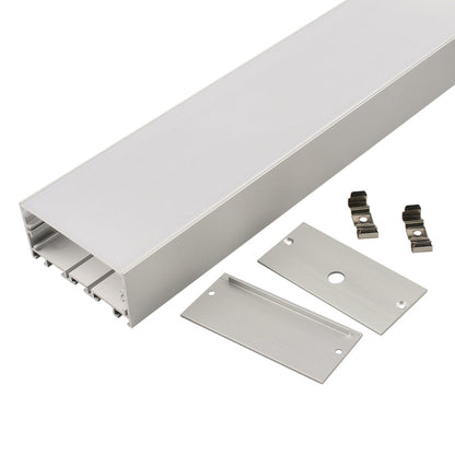 AL-BT-K7535C Surface mounting, Pendant mounting Aluminium extrusion, profile, channel for strip light with opal diffuser, 75x35x2500mm