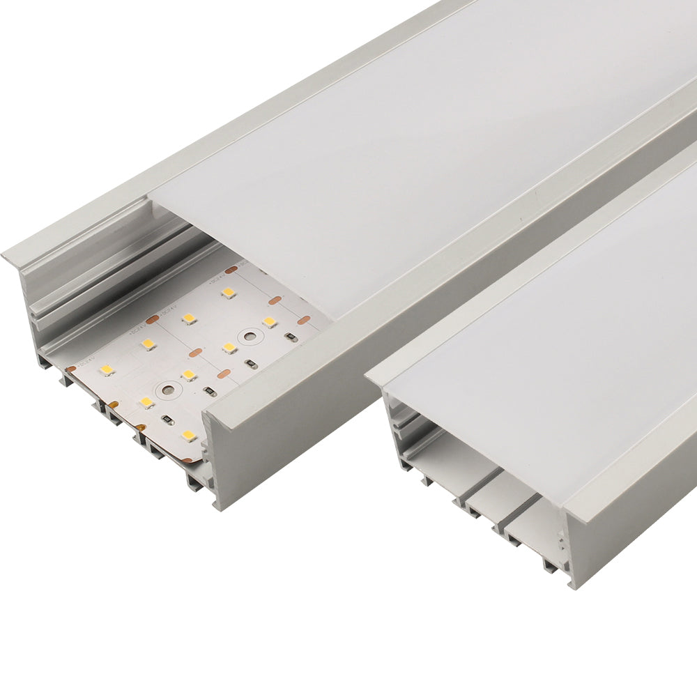 AL-K9035C Recess mounting Aluminium extrusion, profile, channel for strip light with opal diffuser, 90x35x2500mm