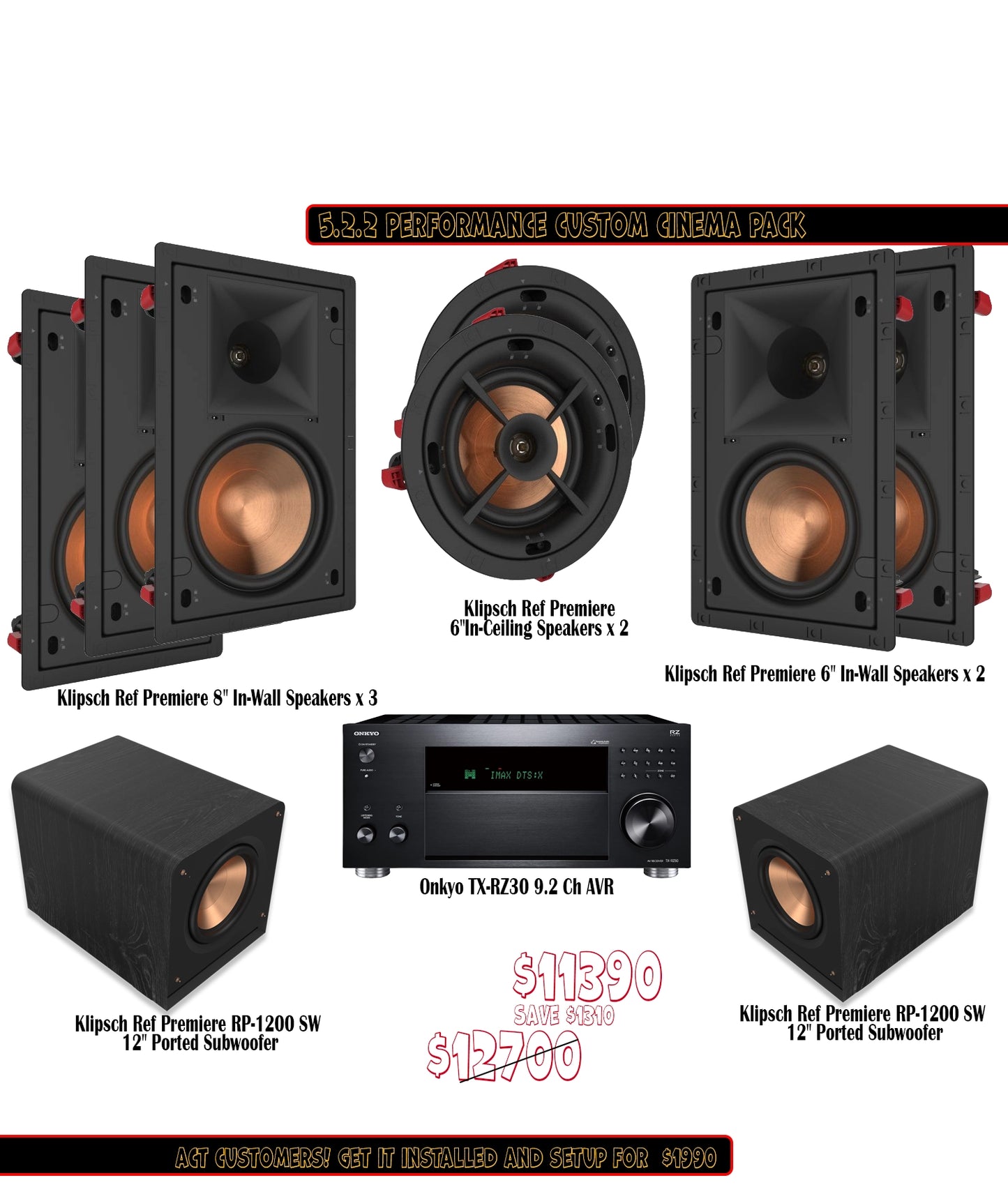 Klipsch Onkyo 5.2.2 Performance Custom Cinema Pack
