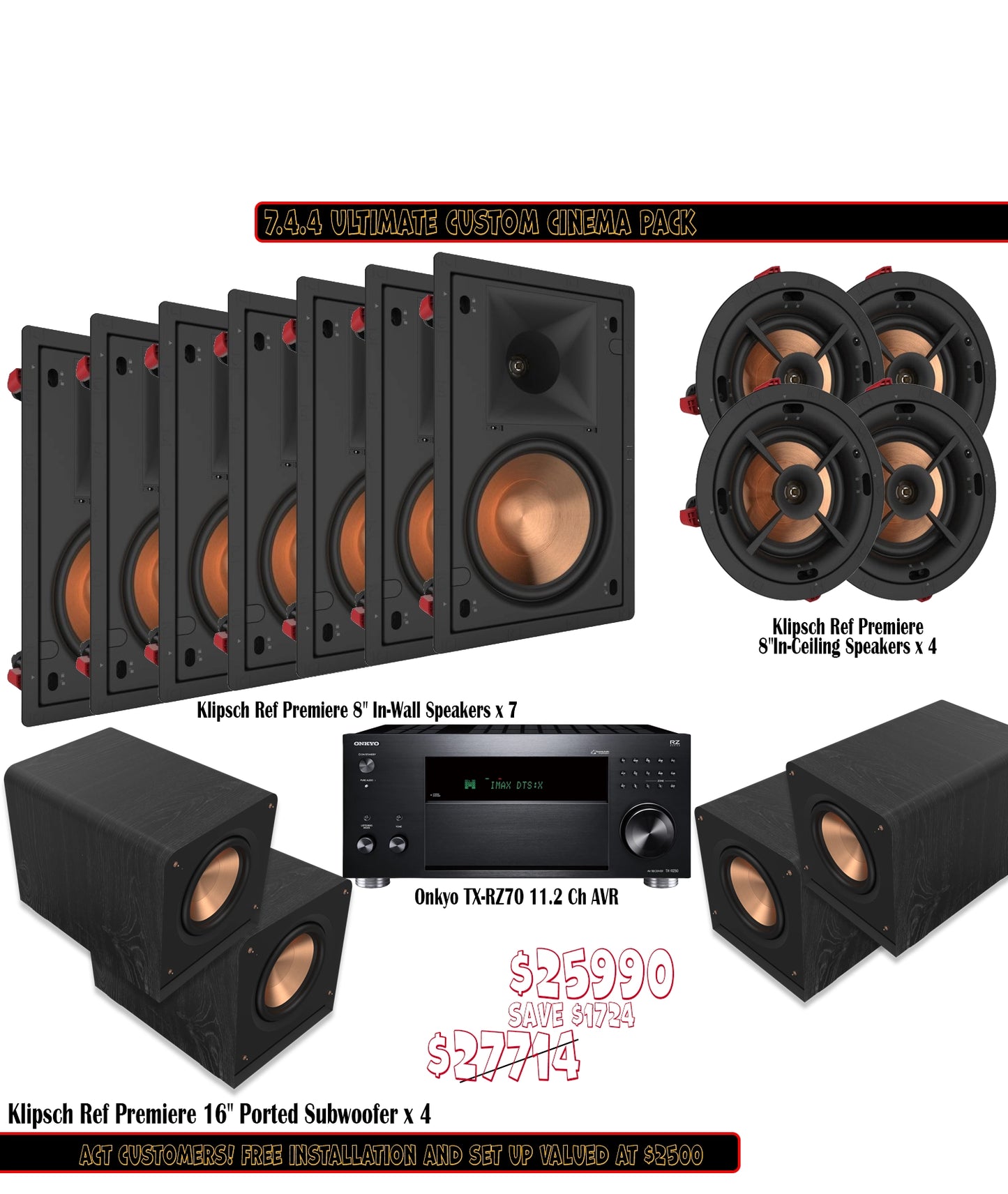 Klipsch Onkyo 7.4.4 Ultimate Custom Cinema Pack