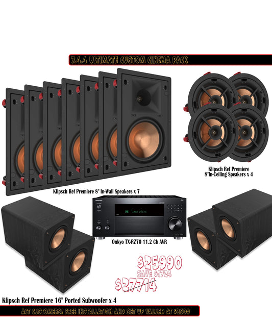 Klipsch Onkyo 7.4.4 Ultimate Custom Cinema Pack