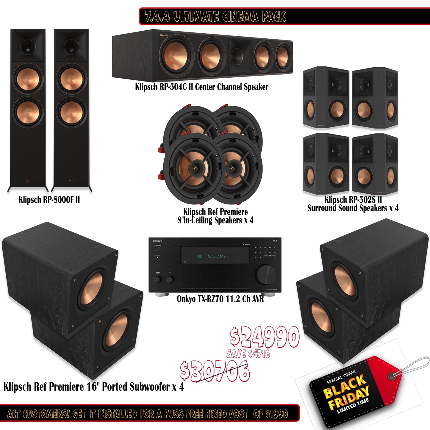 Klipsch Onkyo 7.4.4 Ultimate Cinema Pack