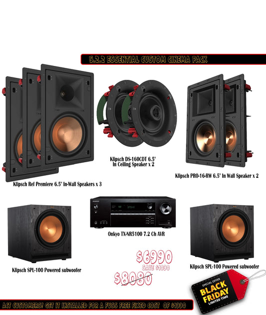 Klipsch Onkyo 5.2.2 Essential Custom Cinema Pack