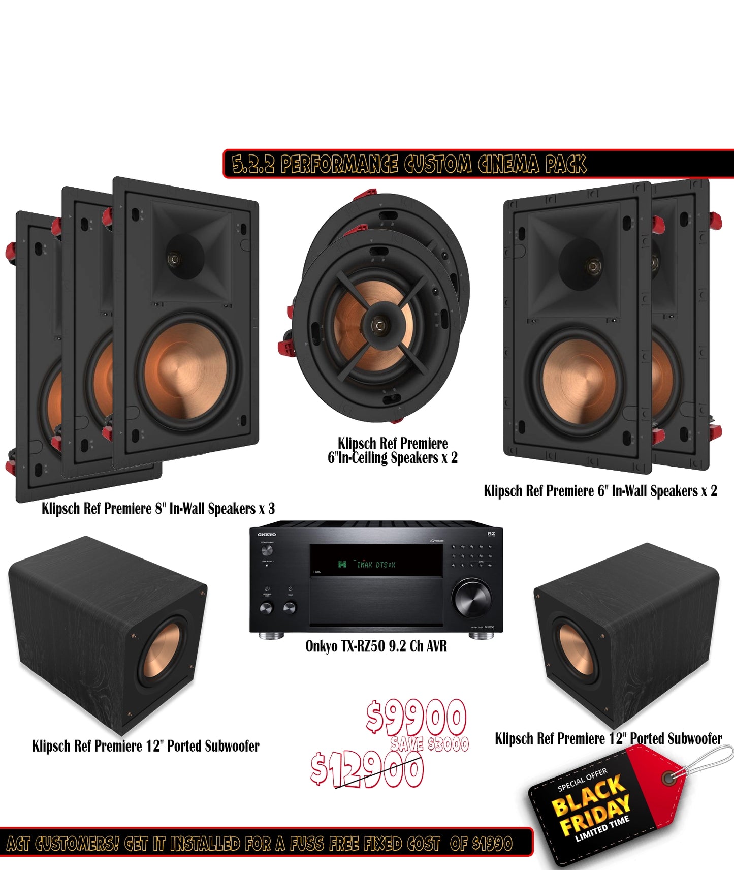 Klipsch Onkyo 5.2.2 Performance Custom Cinema Pack