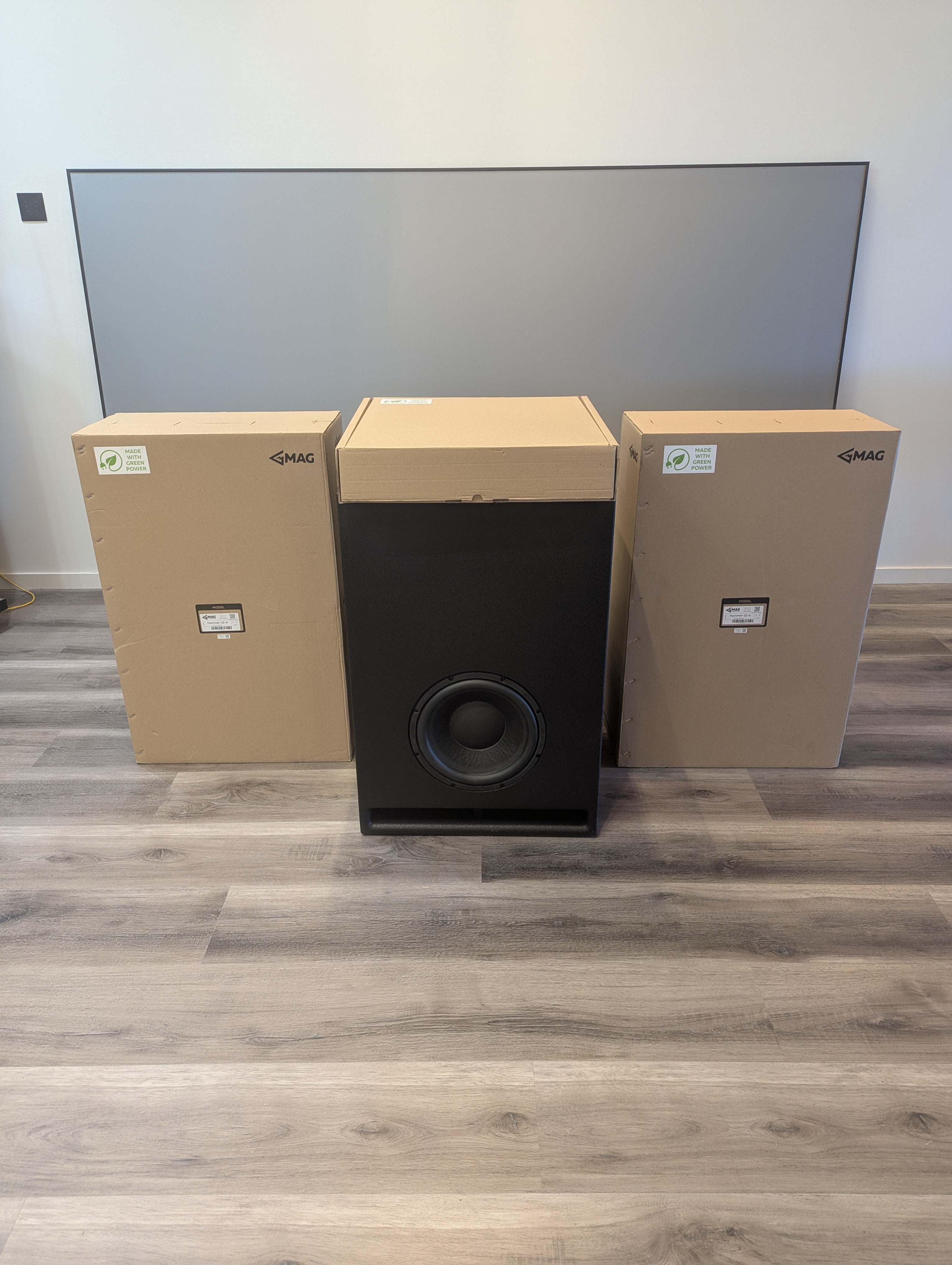 4 MAG Theatron Hammer 12 Subwoofers and 1 MAG Theatron TQ-3000W 4 Channel Amplifier
