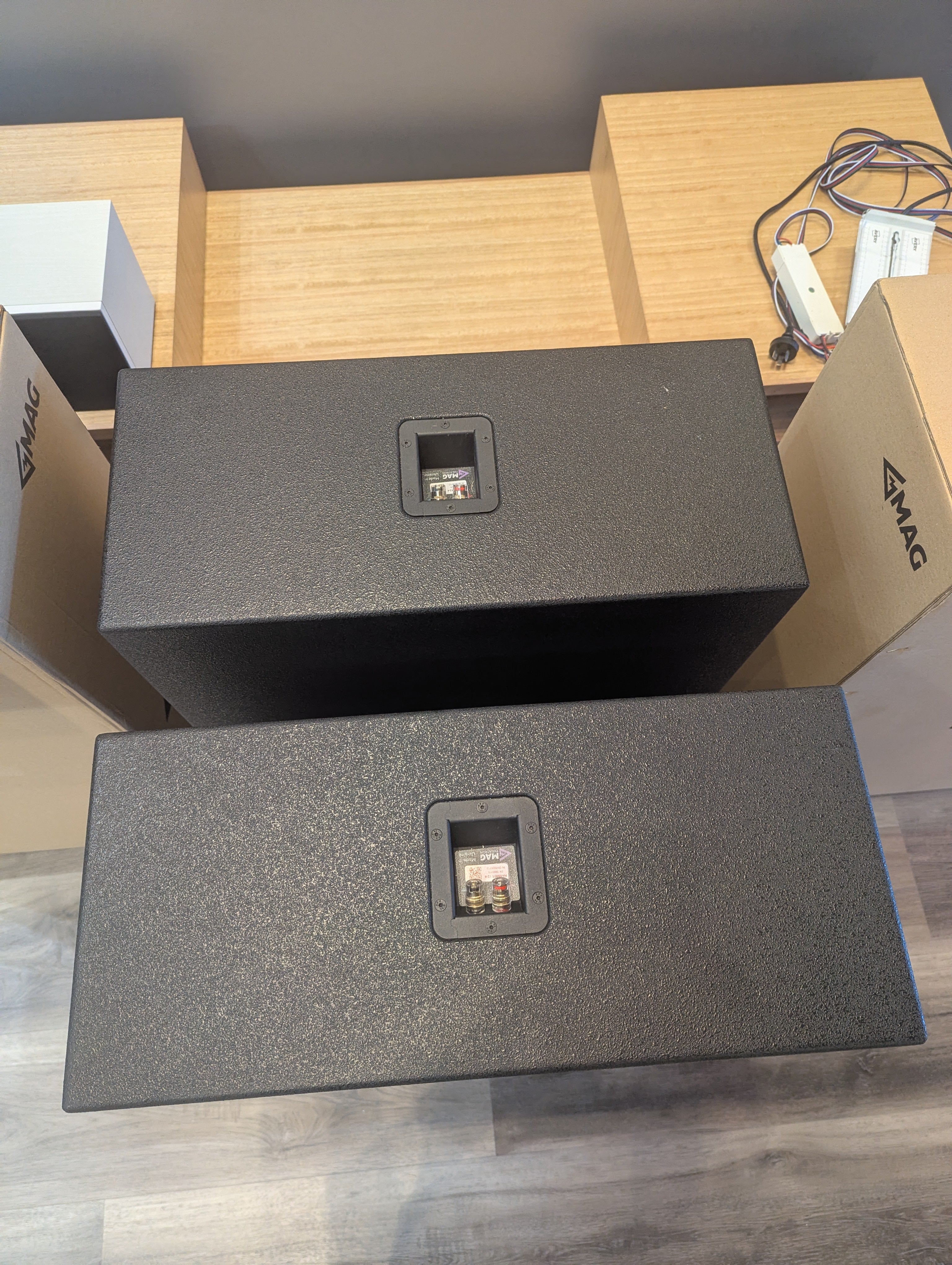 4 MAG Theatron Hammer 12 Subwoofers and 1 MAG Theatron TQ-3000W 4 Channel Amplifier
