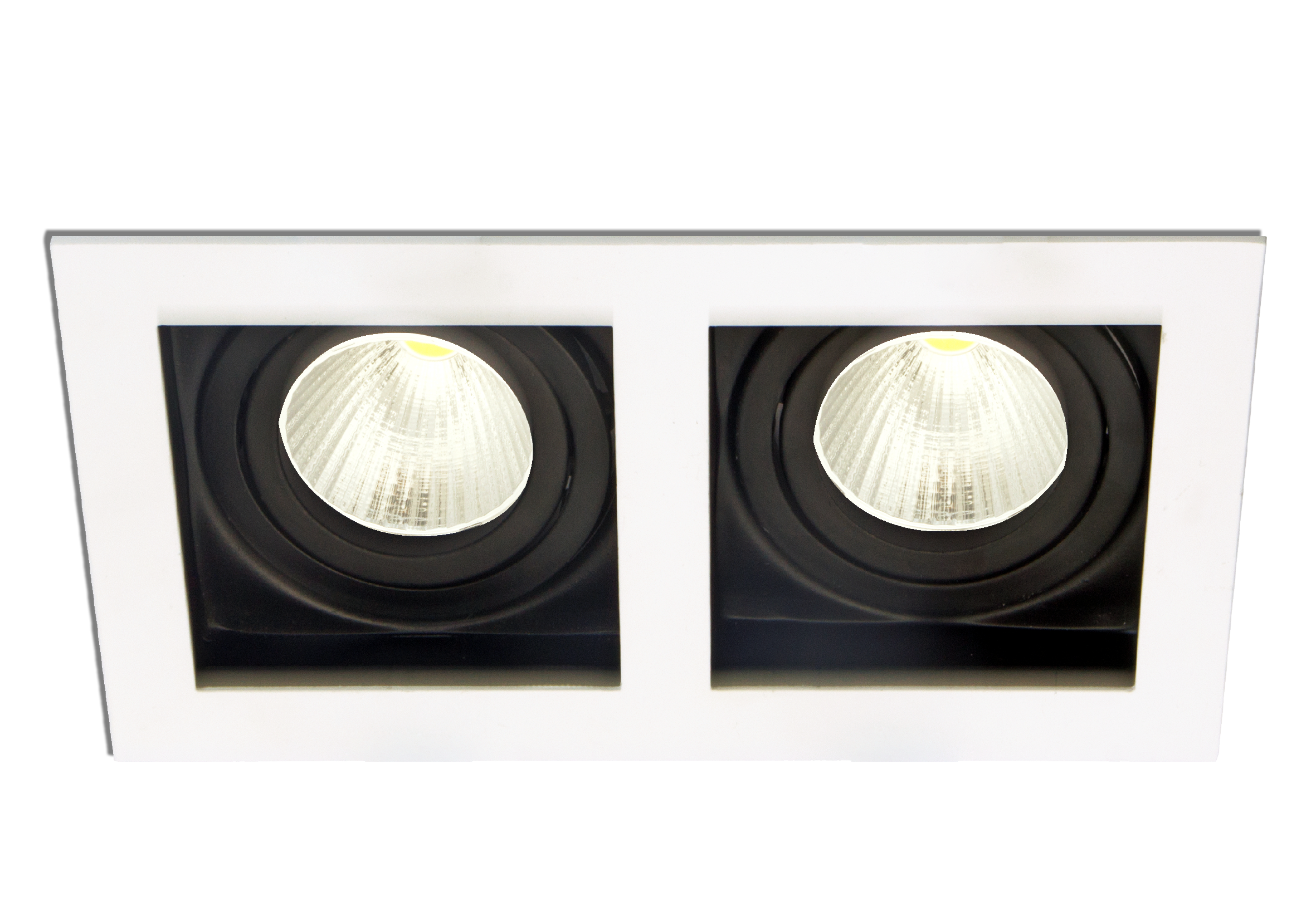 SQ2 Black and White-Rectangular gimbal IP20  2 light surface mount trim for X Series COB Modules