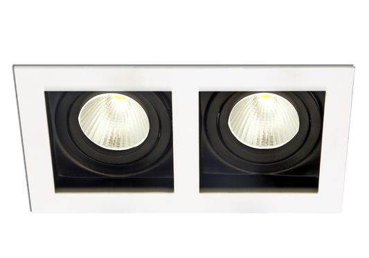SQ2 Black and White-Rectangular gimbal IP20  2 light surface mount trim for X Series COB Modules