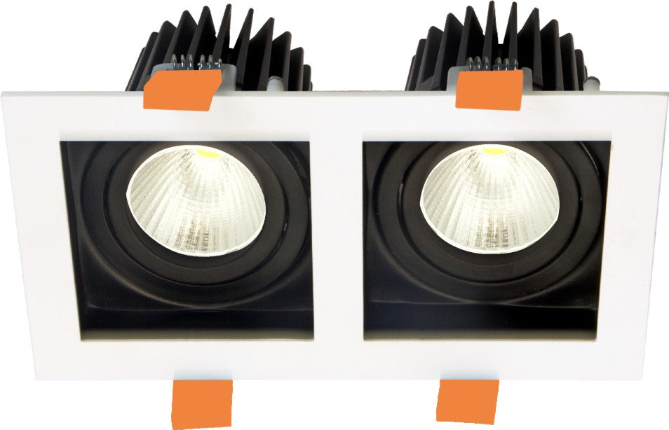 SQ2 Black and White-Rectangular gimbal IP20  2 light surface mount trim for X Series COB Modules
