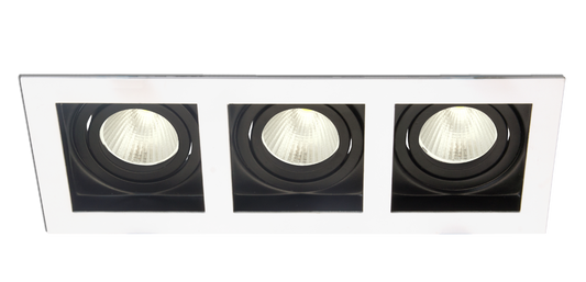 SQ3 Black and White-Rectangular Adjustable IP20 3 light surface mount trim for X Series COB Modules