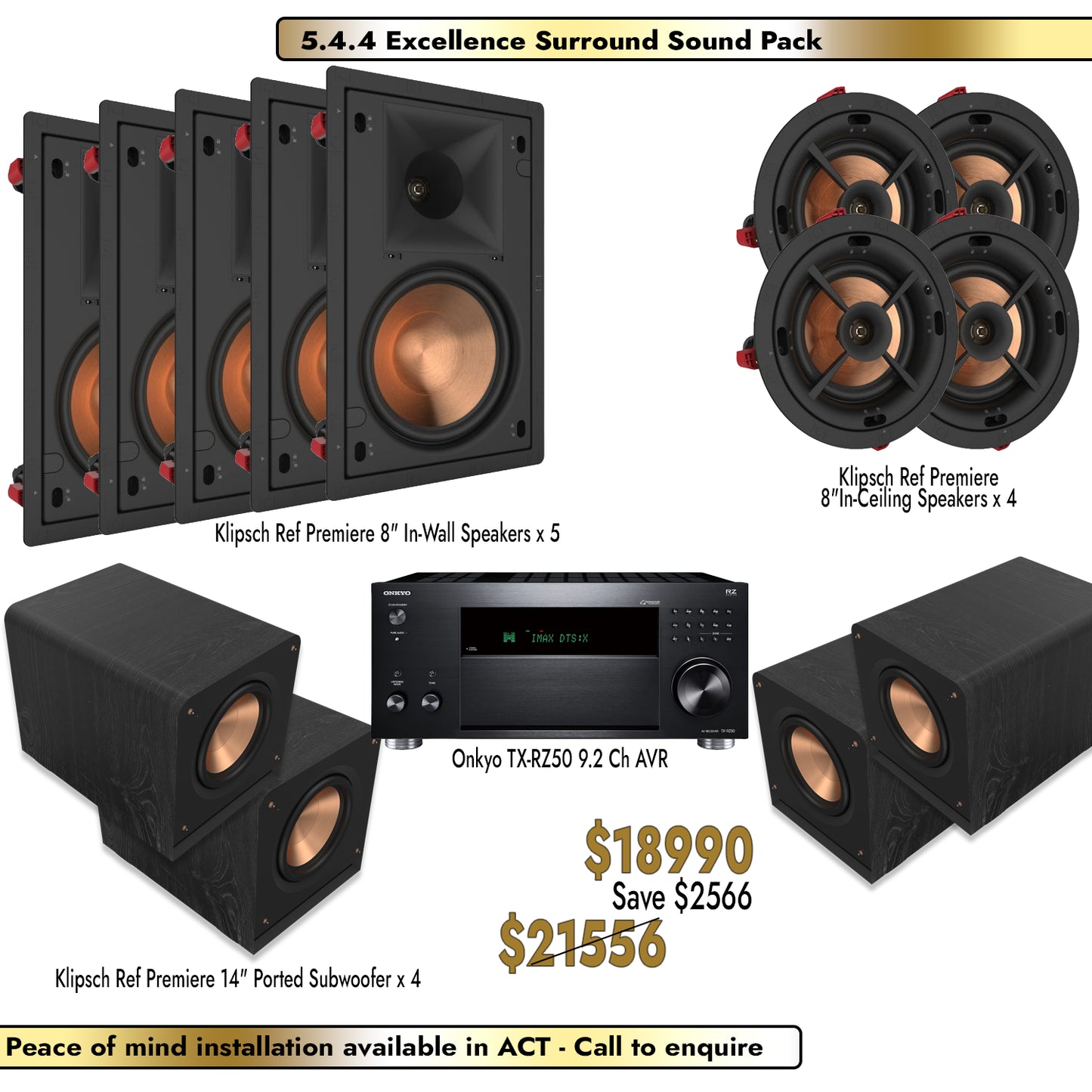 Klipsch Onkyo 5.4.4 Excellence Surround Sound Pack