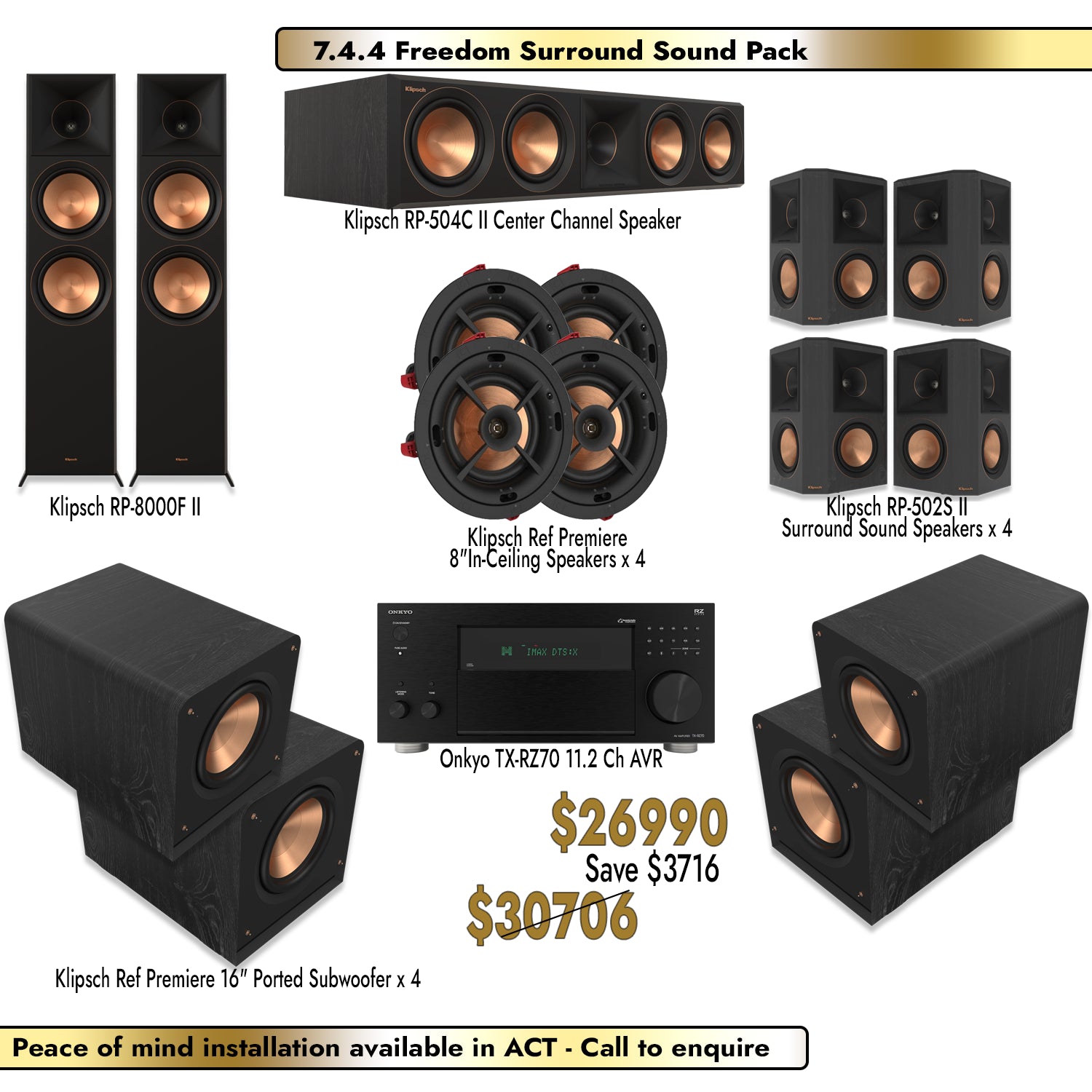 Klipsch Onkyo 7.4.4 Freedom Surround Sound Pack