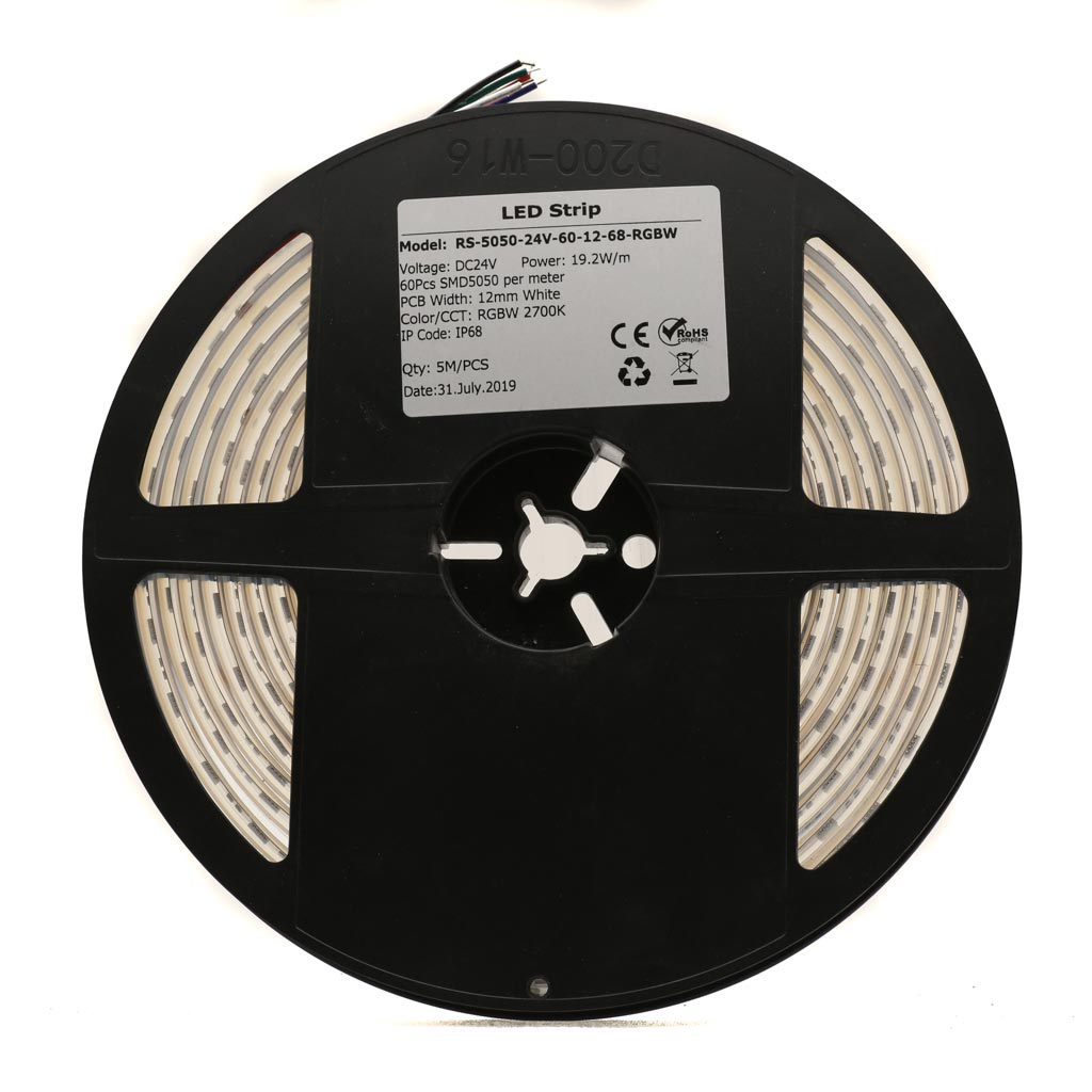 RGBW Strip Light, 24V, 18W/m ,4500K natural white, IP68 , constant voltage, 5 meter roll