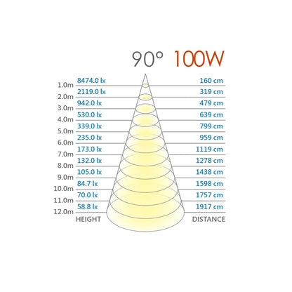 Premium High Bay Light,100W, 11000 Lumens,  Epistar COB LED, Mean Well Driver, 5500K, IP65,