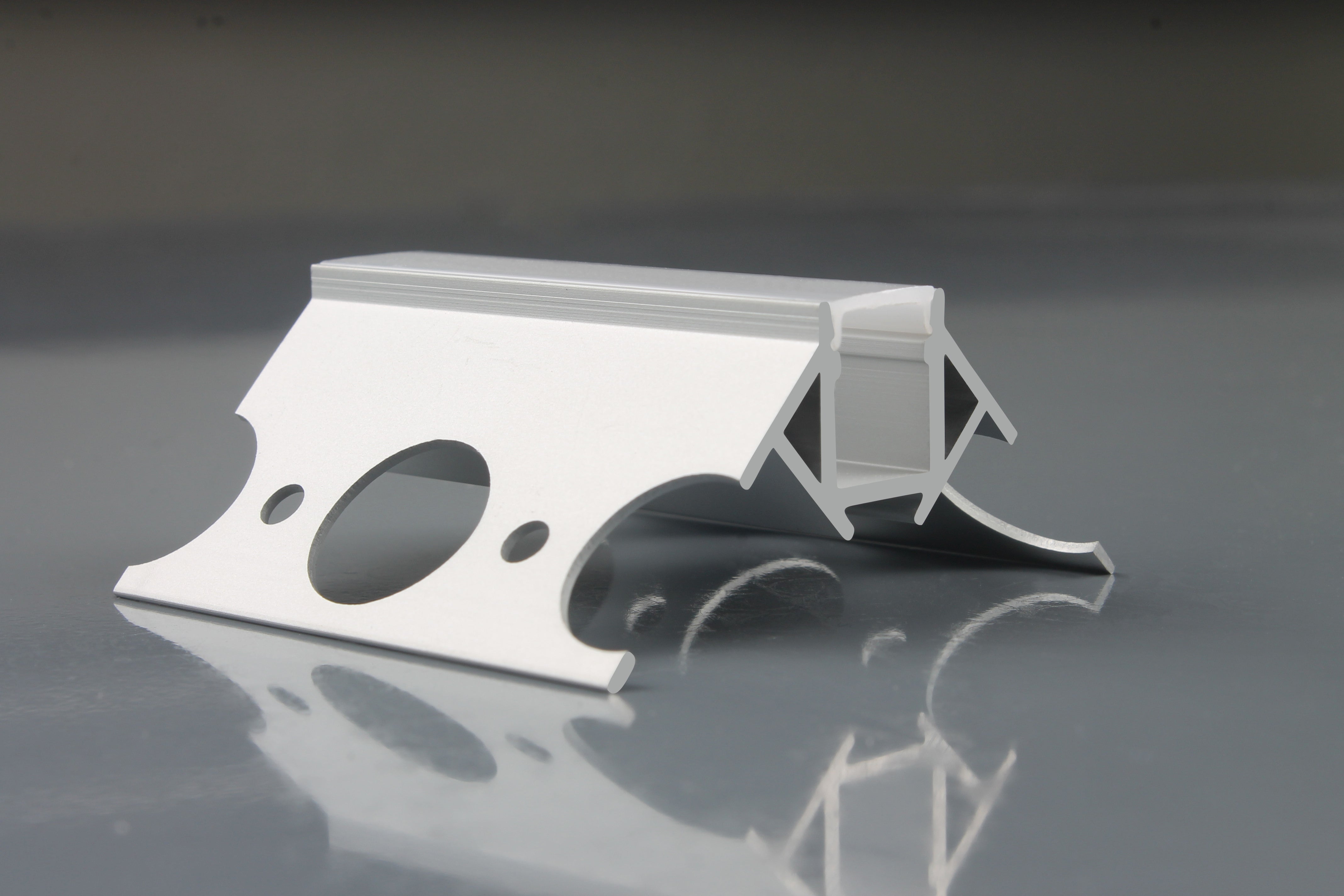 AL-BT-K5123 Embedded mounting Aluminium extrusion, profile, channel for strip light with opal diffuser, 51X23x2500mm