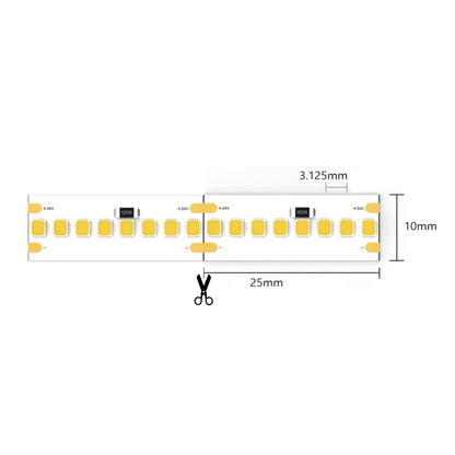 Nebula Series 24V, 320D, 5500K Natural White 28W/m, 10mm PCB, 320 LED/m 3800Lumens/m, IP20, Strip Light, 5m roll