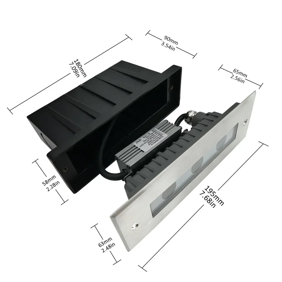 3 x 2 Watt, IP67, 24V, Warm White, Inground, Pathway Light, Stainless Steel, Recess Mount, Clear Diffuser