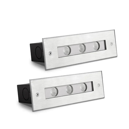 3 x 2 Watt, IP67, 24V, Warm White, Inground, Pathway Light, Stainless Steel, Recess Mount, Clear Diffuser