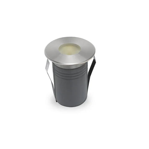 In ground Warm White, 2 Watt, IP67, 24V, Pathway Light, Stainless Steel, Recess Mount, Clear Diffuser