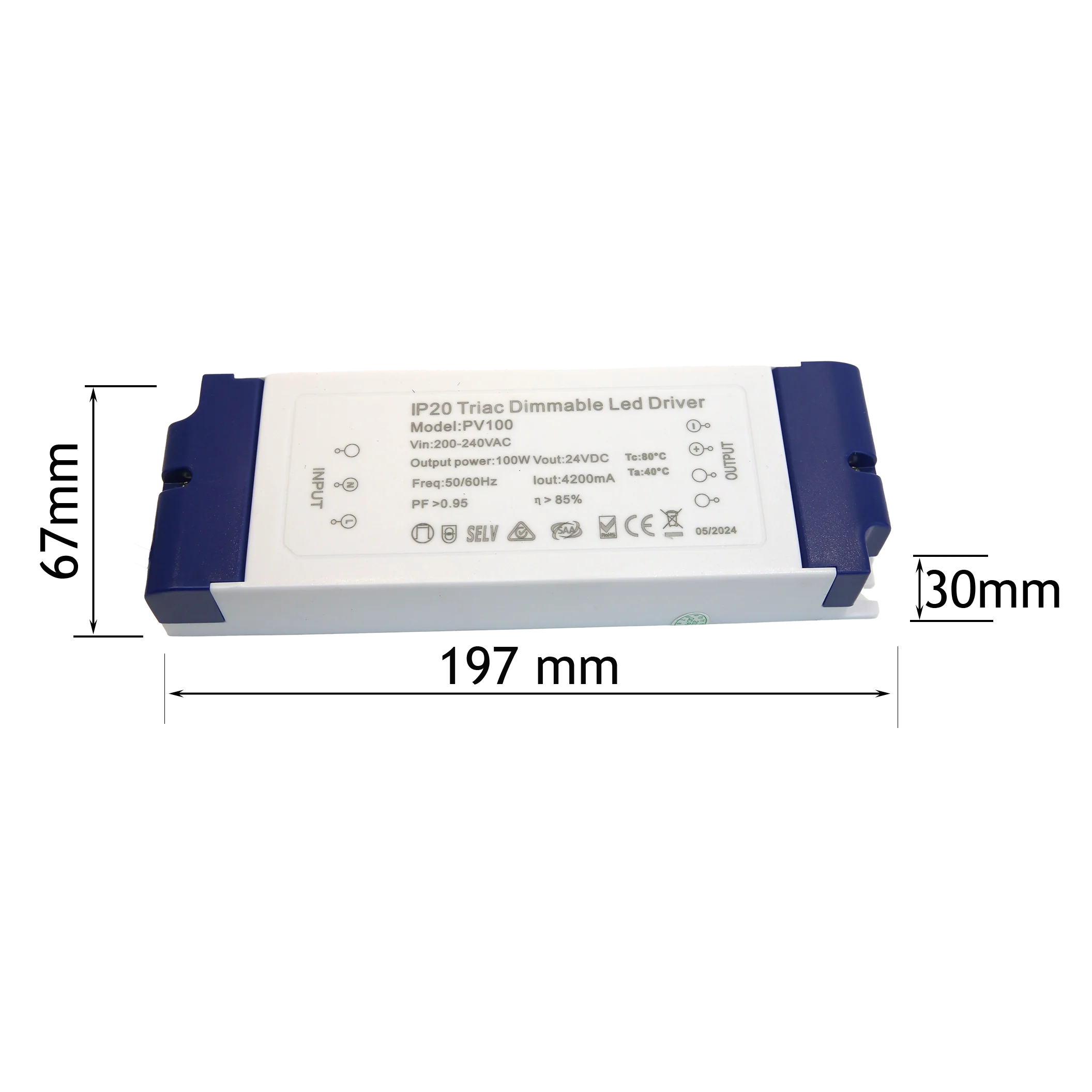 100W LED Driver- Constant Voltage- Phase dimming IP20