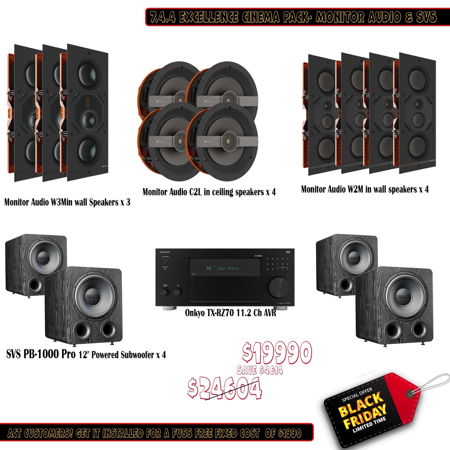 Monitor Audio SVS Onkyo 7.4.4 Excellence home cinema Pack