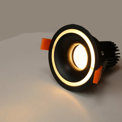 RF6 Black-Round fixed IP20 surface mount trim with halo ring for X Series COB Modules