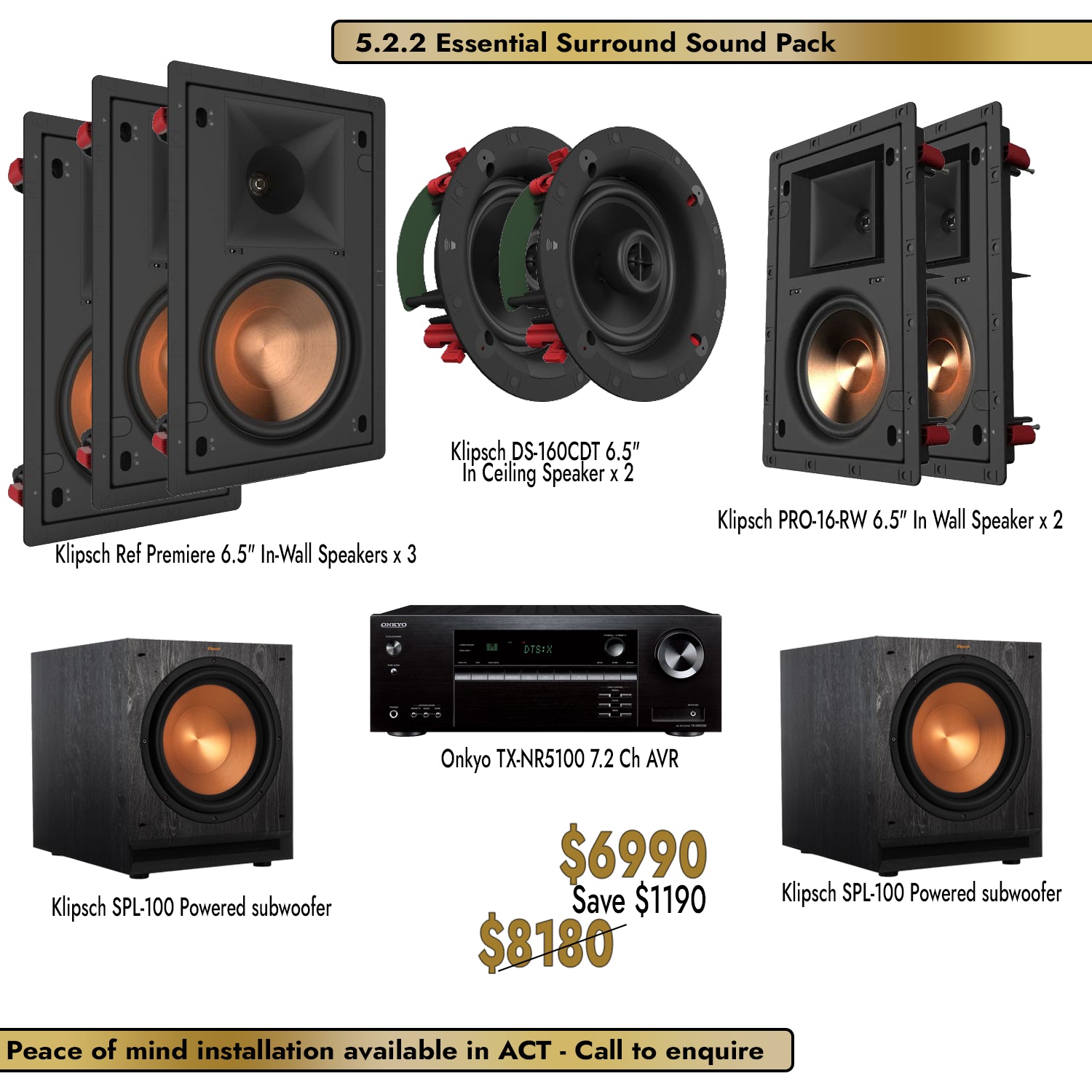 Klipsch Onkyo 5.2.2 Essential Surround Sound Pack