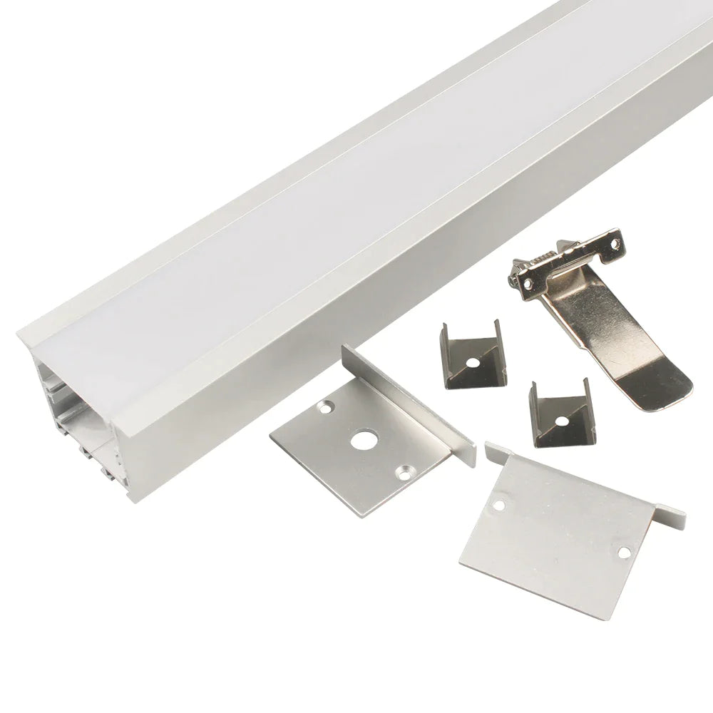 Recess mounting, Aluminium extrusion, profile, channel for strip light with opal diffuser, 50X35x2500mm