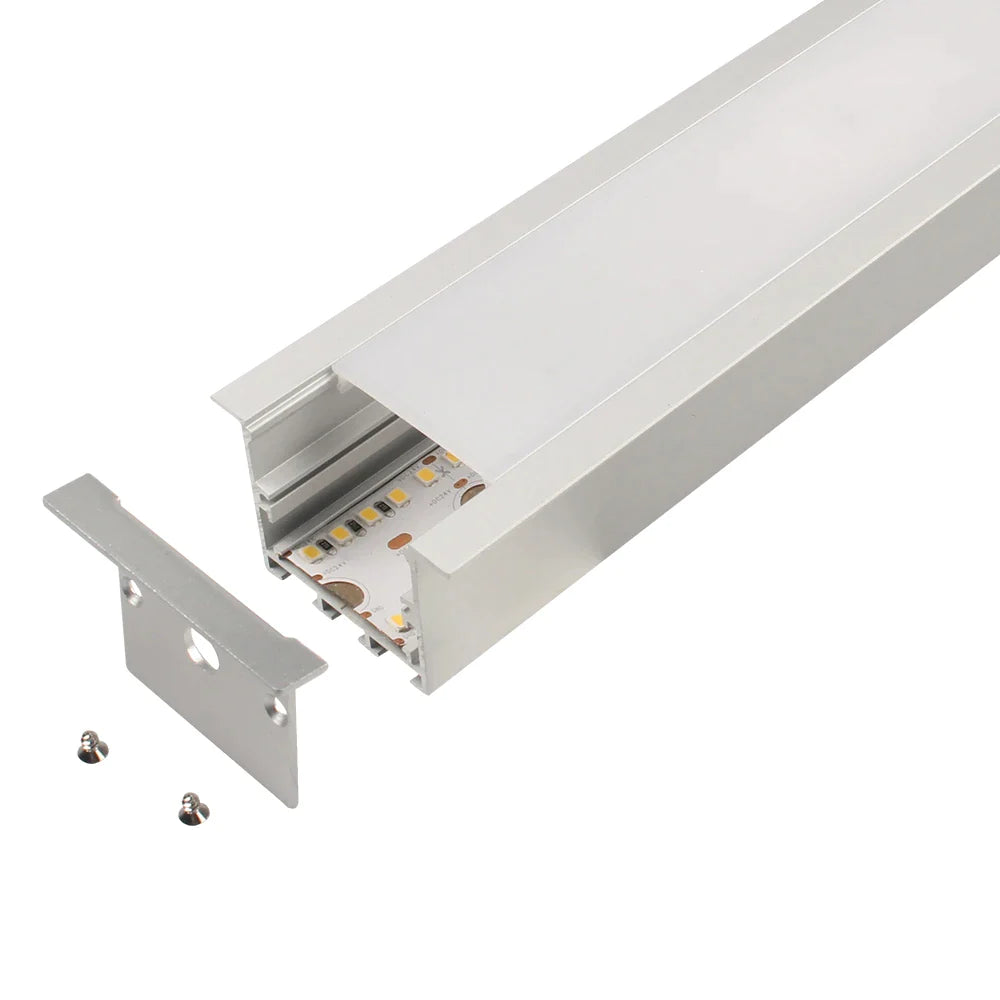 Recess mounting, Aluminium extrusion, profile, channel for strip light with opal diffuser, 50X35x2500mm